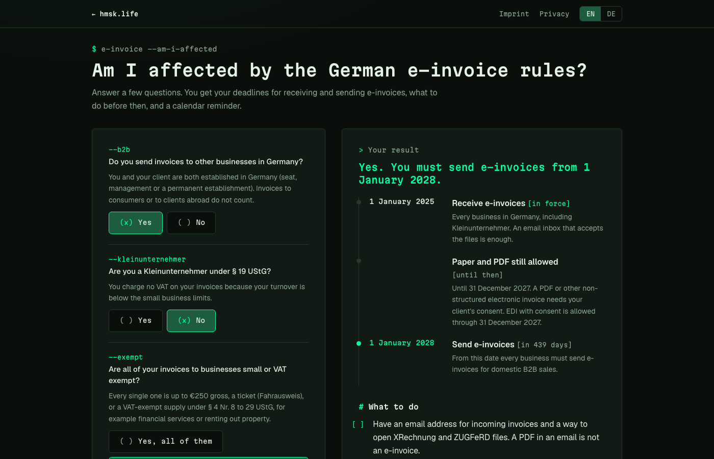 E-Invoice Deadline Checker screenshot