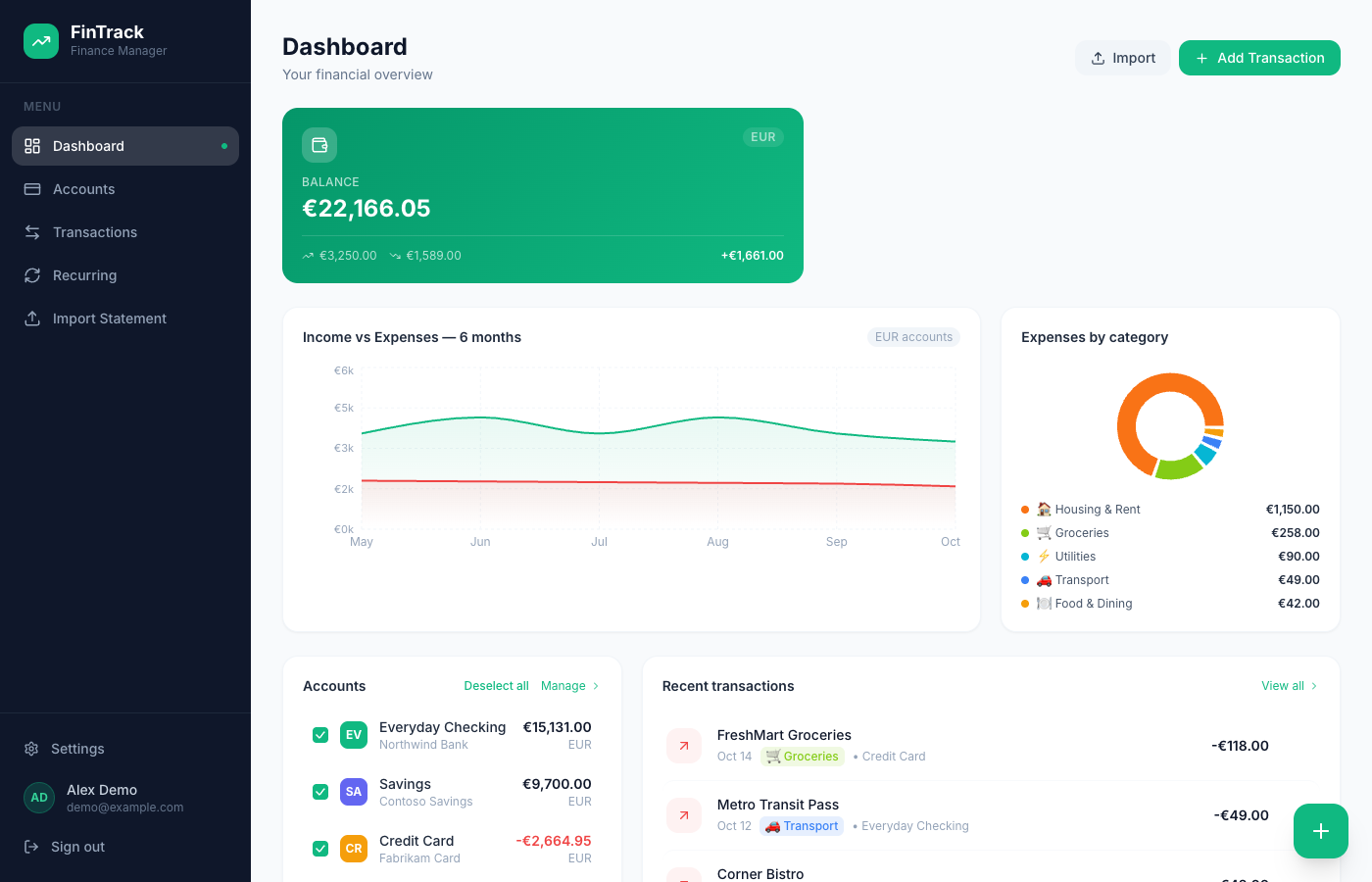 FinTrack screenshot