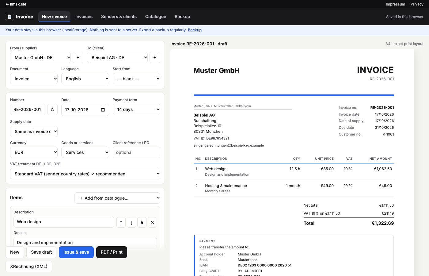 Invoice screenshot