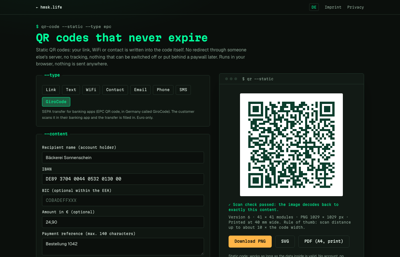 QR Code Generator screenshot