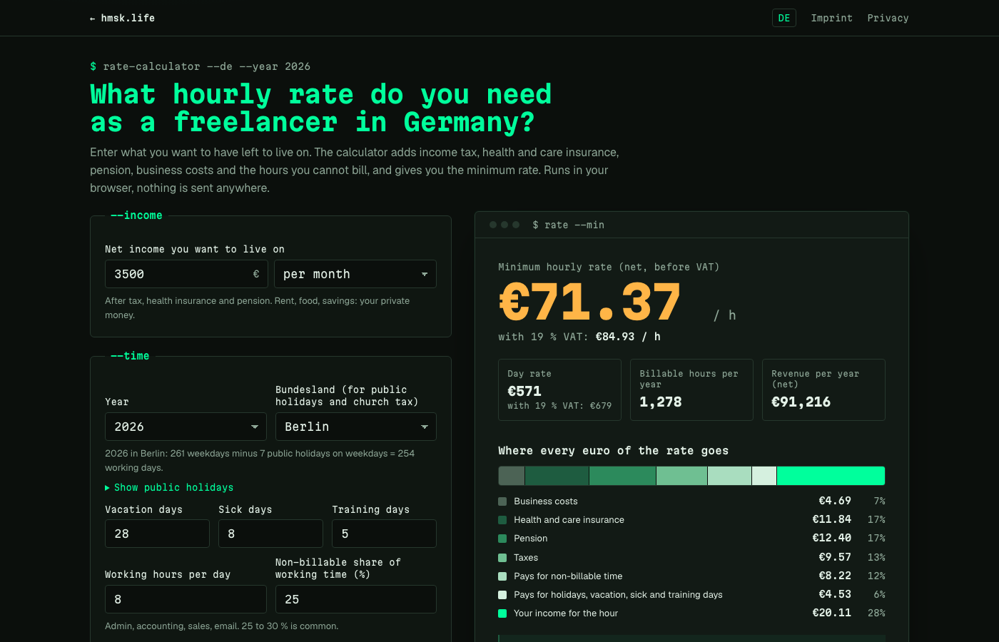 Rate Calculator screenshot